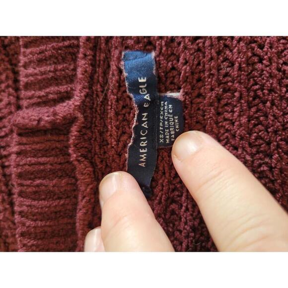 American Eagle Outfitters XS burgundy super soft v neck sweater - Picture 3 of 5